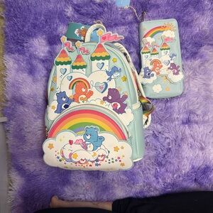 Loungefly 40th Anniversary Castle Care Bears Backpack and Wallet NWT